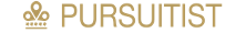 Gold text reading PURSUITIST beside a gold crown-like emblem on a light background.
