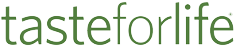 Green text on a white background displaying the words tasteforlife in all lowercase letters.
