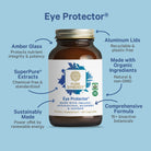 An image of a jar labeled Longevity from The Synergy Company highlights features such as amber glass protection, SuperPure extracts, organic ingredients, and recyclable aluminum lids. This comprehensive formula with over 15 bioactive botanicals also provides vision support through its potent blend.