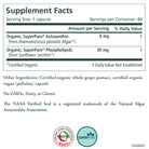 The supplement facts label for the You Glow Girl Bundle by The Synergy Company specifies a serving size of 1 capsule and provides 60 servings per container. It includes Organic SuperPure Astaxanthin and Phospholipids known for their antioxidant support. The label also highlights certifications, indicating that the product is free from GMOs, dairy, and gluten, with endorsements displayed through logos at the bottom.